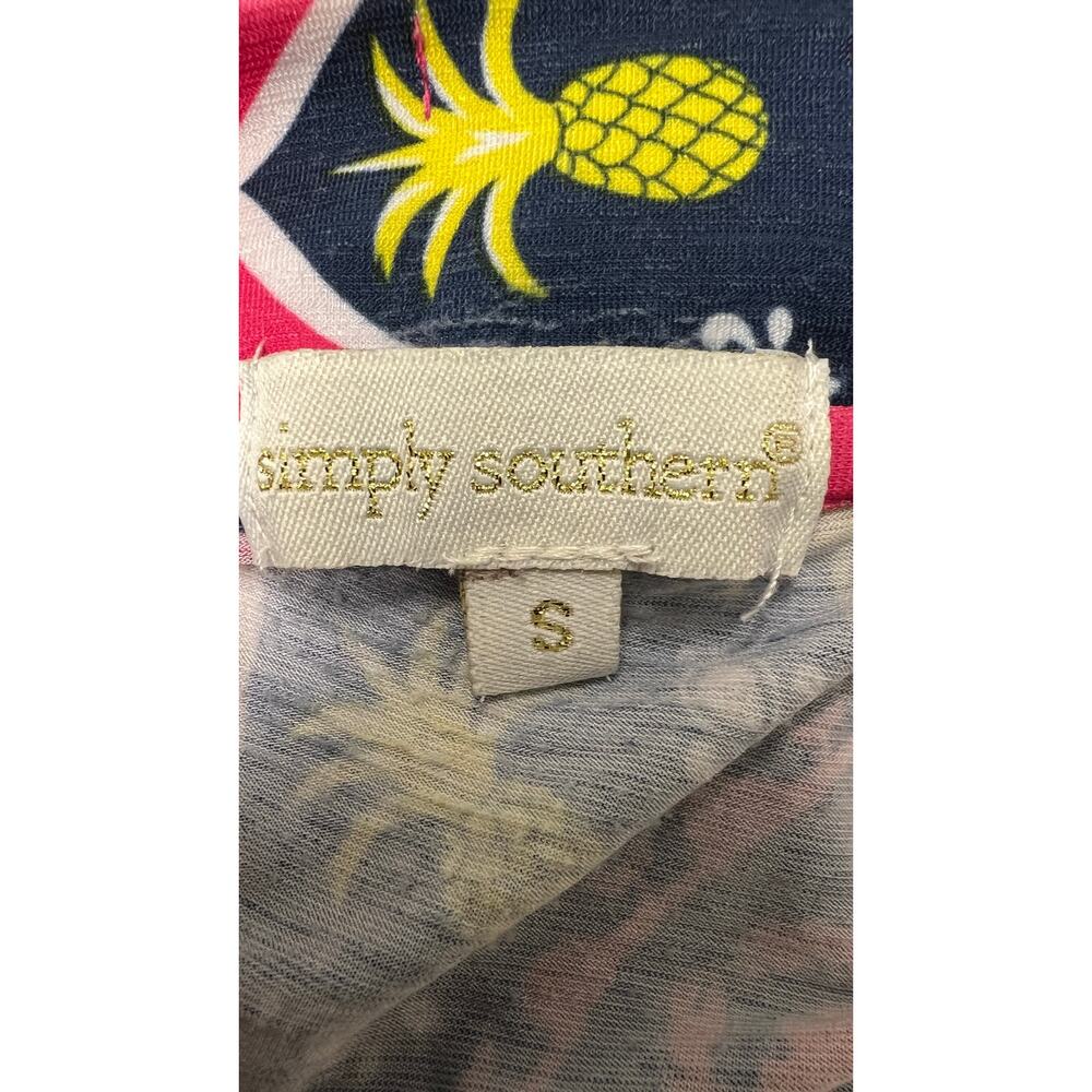 🌺 Simply Southern Crab Pineapple Print Tunic Dress Sz S Resort Coastal Boho - Picture 4 of 4